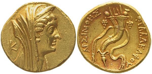 Ptolemaic Kings of Egypt, Arsinoe II, Octodrachm struck under Ptolemy VI Philometor (180-145 BC) or Ptolemy VIII Euergetes (145-116 BC); AV (27,58 g; 28,4 mm)