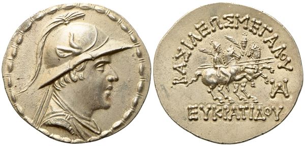 Baktria, Greco-Baktrian Kingdom, Eukratides I (c.ca 170-145 BC), Tetradrachm, AR (g 16,89; mm 35,4)