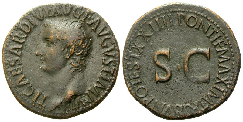 Tiberius (14-37), As, Rome, AD 21-22; Æ (g 11,50; mm 28)