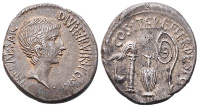 C. Caesar Octavianus, Denario, Mint moving con Ottaviano, 37 a.C. ca., argento (AR)
