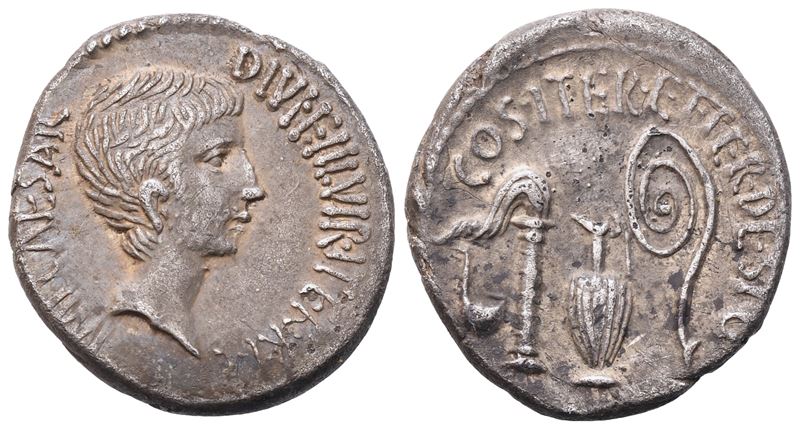 C. Caesar Octavianus, Denario, Mint moving con Ottaviano, 37 a.C. ca., argento (AR)