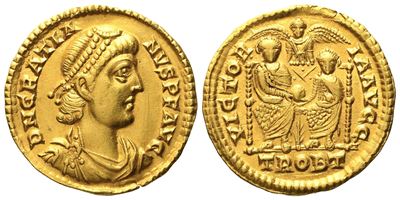Gratian (367-383), Solidus, Treveri, Ad 375-378; Av (g 4,44; MM 21)