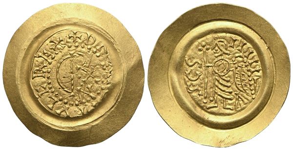 Lombards, Aistulf (749-756), Tremissis, Lombardy or Tuscany; AV (1,06 g; 21,5 mm)
