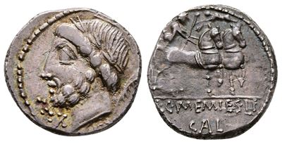 L. And C. Memmius L.f. Galeria, Rome, 87 Bc. Ar Denarius (17 MM, 4.05 G).