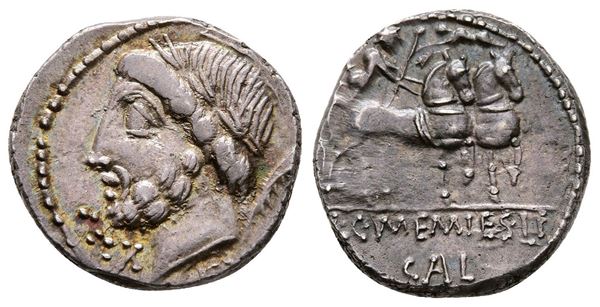 L. and C. Memmius L.f. Galeria, Rome, 87 BC. AR Denarius (17 mm, 4.05 g).