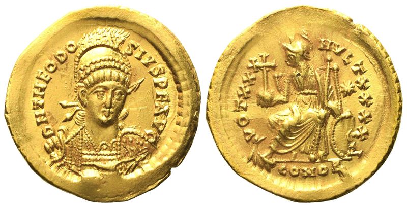 Theodosius II (408-450), Solidus, Constantinopolis, Ad 430-440; Av (g 4,52; MM 21)