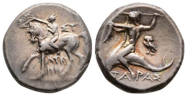 Southern Apulia, Tarentum, c. 272-240 BC. AR Nomos (20 mm, 6.42 g).  - Auction Greek, Roman and Byzantine Coins	 - Bertolami Fine Art - Prague