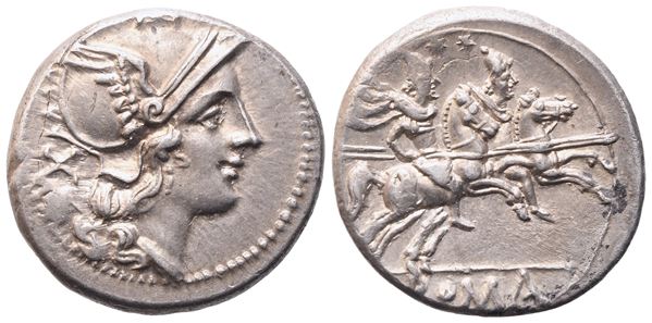 Anonymous, Denarius, Uncertain Lucanian mint (Venusia?), 208 BC; AR (4,22 g; 19 mm; 5 h)