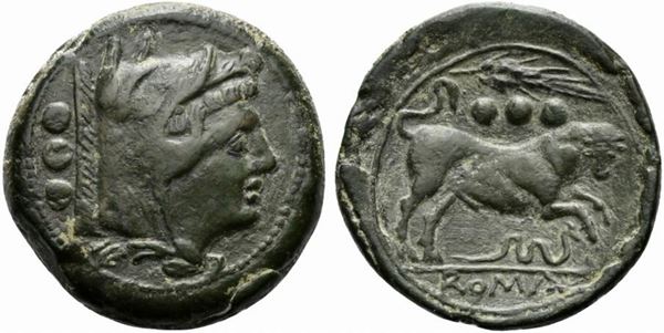 Anonymous, Quadrans, Sicily, ca. 214 BC; AE (g 14,03; mm 26; h 7)