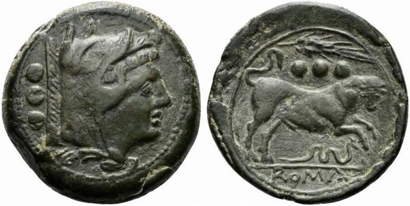 Anonymous, Quadrans, Sicily, Ca. 214 Bc; Ae (g 14,03; MM 26; H 7)