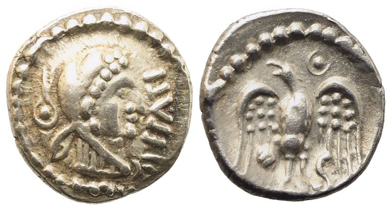 Celtic. Britannia, Catuvellauni, Denarius, c. 35-43 AD; AR (1,20 g; 11,8 mm)