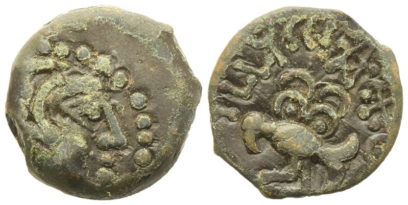 Celtic. Northwest Gallia, Senones, Bronze unit, c. 100-50 BC; Æ (3,02 g; 14,7 mm)