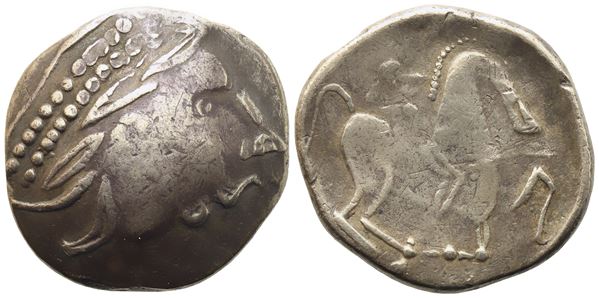Celtic. Danube and Eastern Region, Tetradrachm, early III century BC; AR (10,85 g; 24,7 mm)