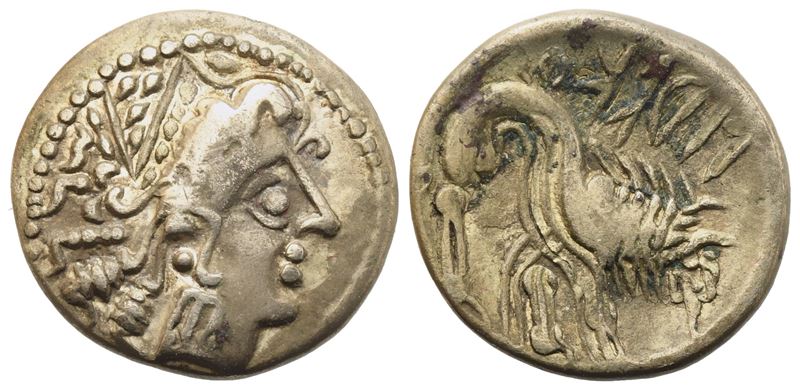 Celtic. Souther Gaul, Insubres, Drachm, late II-early I century BC; AR (1,94 g; 15,1 mm)