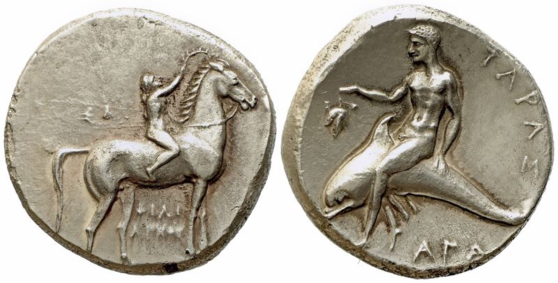 Calabria, Tarentum (C. 302-280 Bc), Nomos; Ar (8,16 G; 21,7 MM)