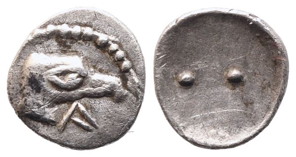 Sicily, Akragas, (450-413 BC), Hexas; AR (0,10 g; 4,4 mm)