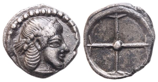 Sicily, Syracuse, Obol, 480-470 BC; AR (0,67 g; 9 mm; 11 h)