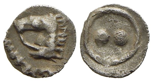 Sicily, Gela (c. 480/75-475/70 BC), Hexas or Dionkion; AR (0,05 g; 5,6 mm). 