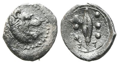 Sicily, Leontinoi, C. 455-430 Bc. Ar Hemilitron (10mm, 0.37g).