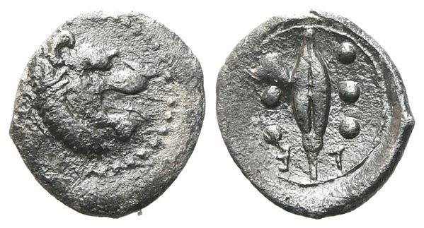 Sicily, Leontinoi, c. 455-430 BC. AR Hemilitron (10mm, 0.37g).