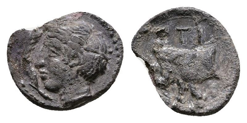 Sicily, Stielane, C. 415-400 Bc. Ar Hemilitron (8mm, 0.29g).