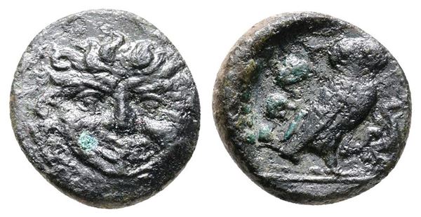 Sicily, Kamarina, c. 420-405 BC. Æ Onkia (11mm, 1.03g).