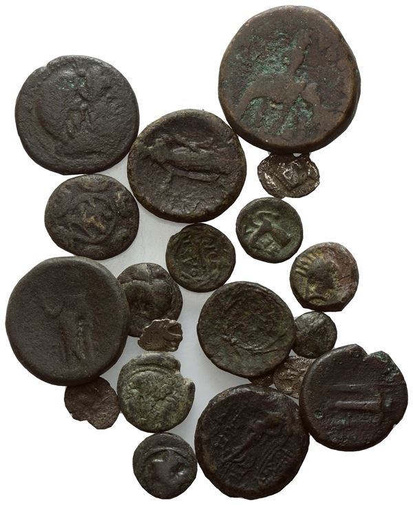 Lot of 20 Greek AR and Æ coins to be catalogued. Lot sold as is, no returns.