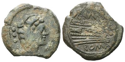 C. Junius, Quadrans, 149 Bc; Æ (5,64 G; 20,3 MM; 3 H)