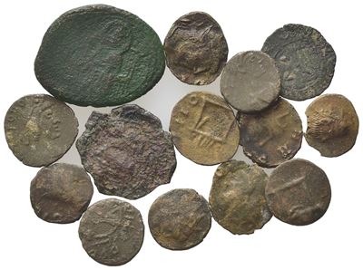 Collezione di 13 monete in Æ, Imitazioni Barbariche e Bizantine