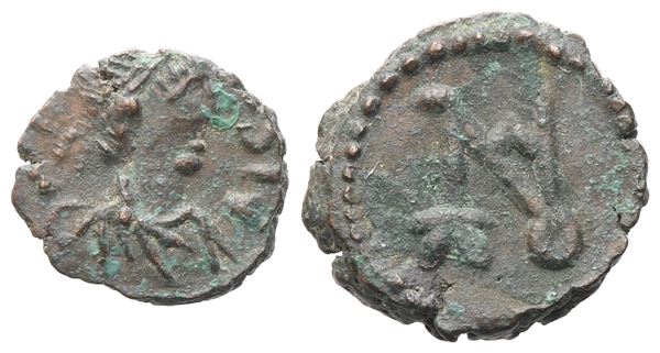 Anastasius I (491-518), Nummus, Constantinople, 491-498; Æ (0,63 g; 10 mm; 12 h)