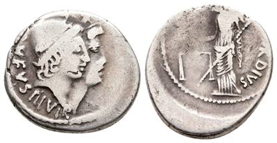 Roman Imperatorial, Mn. Cordius Rufus, Rome, 46 Bc. Ar Denarius (19 MM, 3.92 G).