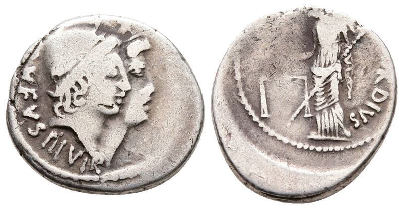 Roman Imperatorial, Mn. Cordius Rufus, Rome, 46 Bc. Ar Denarius (19 MM, 3.92 G).