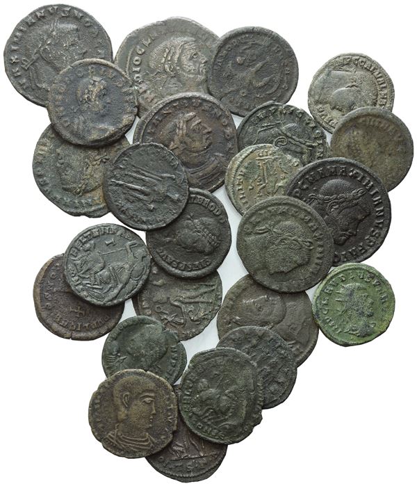  Lot of 24 Æ coins to be catalogued. Lot sold as is, no returns.