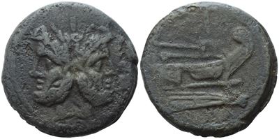 Anonymous, As, Rome, 211-206 Bc; Æ (29,89 G; 33,9 MM; 10 H)