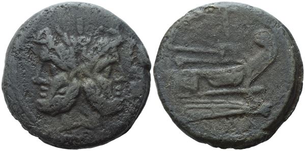 Anonymous, As, Rome, 211-206 BC; Æ (29,89 g; 33,9 mm; 10 h)
