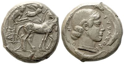 Sicily, Syracuse, Second Democracy (466-405 Bc), Tetradrachm; Ar (16,85 G; 23,5 MM)