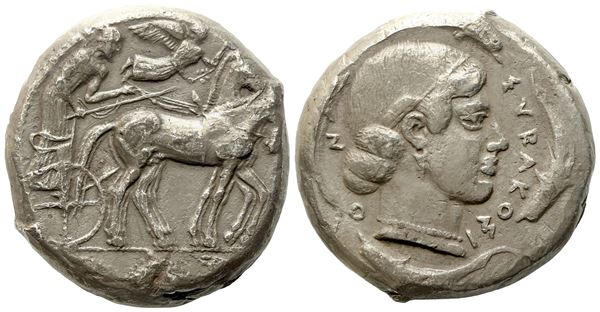 Sicily, Syracuse, Second Democracy (466-405 BC), Tetradrachm; AR (16,85 g; 23,5 mm)