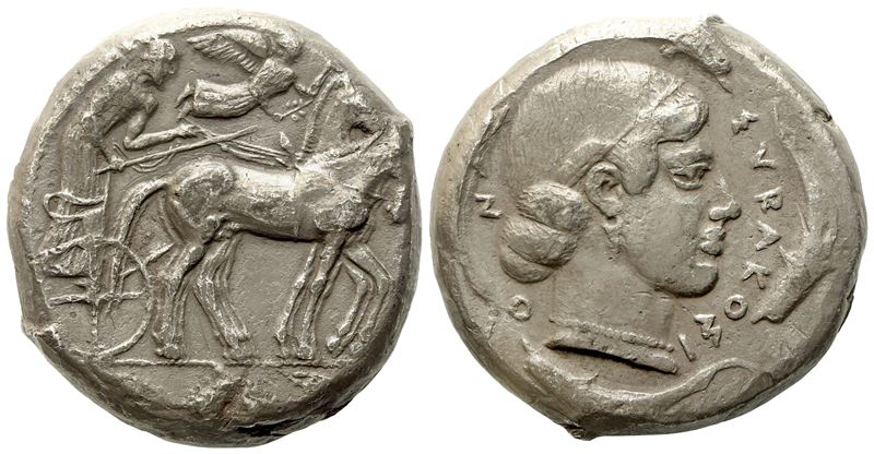 Sicily, Syracuse, Second Democracy (466-405 Bc), Tetradrachm; Ar (16,85 G; 23,5 MM)
