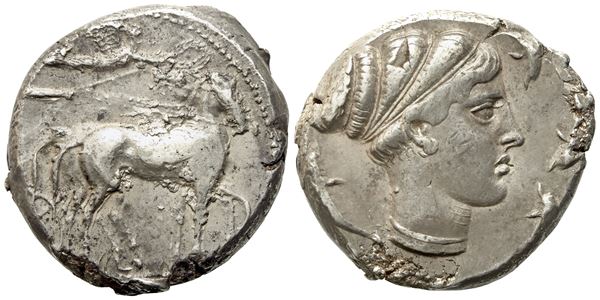 Sicily, Syracuse, Second Democracy (466-405 BC), Tetradrachm; AR (16,61 g; 24 mm)