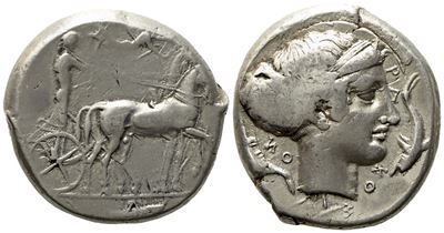 Sicily, Syracuse, Second Democracy (466-405 Bc), Tetradrachm; Ar (17,17 G; 25,5 MM)
