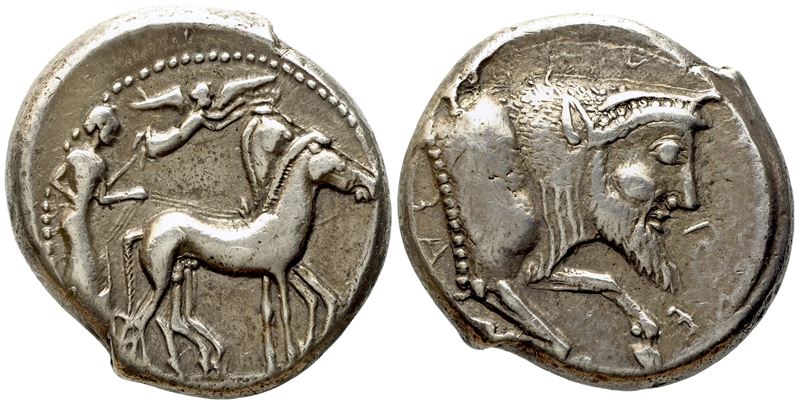 Sicily, Gela (480/75-475/70 Bc), Tetradrachm; Ar (17,18 G; 25,3 MM)