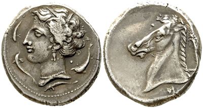 Sicily, Siculo-punic (C. 320-300 Bc), Tetradrachm; Ar (17,05 G; 26,5 MM) (british Museum Duplicat...