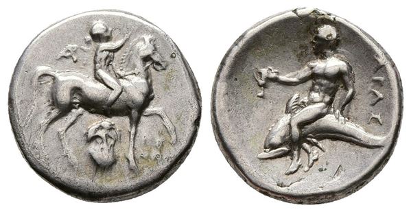 Southern Apulia, Tarentum, c. 272-240 BC. AR Nomos (21mm, 6.36g).  - Auction Greek, Roman, Byzantine Coins - Bertolami Fine Art - Prague