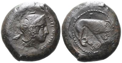 Sicily, Morgantina, C. 340 Bc. Æ Dilitron (28 MM, 26.13 G).
