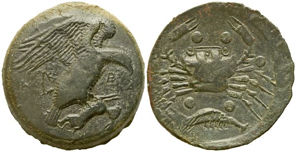 Sicily, Akragas (c. 420-406 BC), Hemilitron; Æ (15,42 g; 25,8 mm)