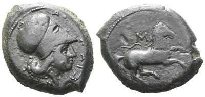 Sicily, Aitna (C. 354/3-344 Bc), Tetras; Æ (15,40 G; 26 MM)