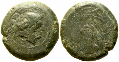 Sicily, Tyrrhenoi (C. 354/3-336 Bc), Litra; Æ (31,72 G; 30,5 MM)