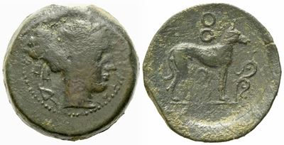 Sicily, Segesta (C.ca 416-415 Bc), Trias; Æ (8,15 G; 20,5 MM)
