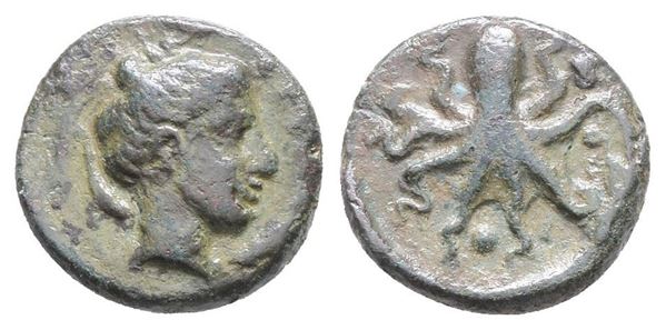 Sicily, Syracuse, c. 435-415 BC. Æ Tetras (16mm, 3.56g).