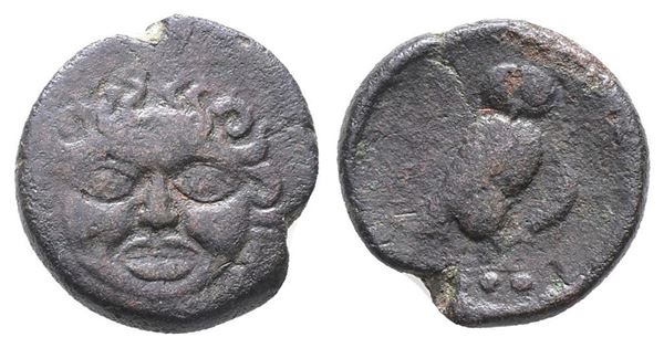 Sicily, Kamarina, c. 420-405 BC. Æ Tetras (18mm, 4.80g).  - Auction Greek, Roman, Byzantine Coins - Bertolami Fine Art - Prague